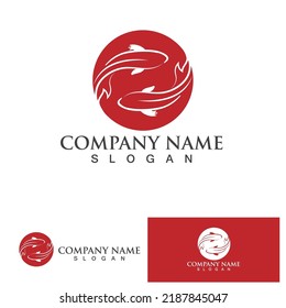 Fish koi icon design logo template,Creative vector symbol of fishing club or online shop.  
