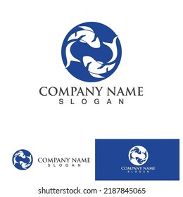Fisch koi Symbol Design Logo Vorlage, Kreative Vektorsymbol der Fischerei-Club oder Online-Shop.  