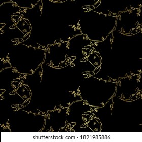 fish koi japanese chinese design sketch ink paint style seamless
