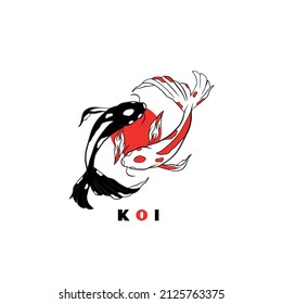 Fish koi logo and symbol vector image