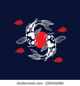 Fish koi logo and symbol vector image