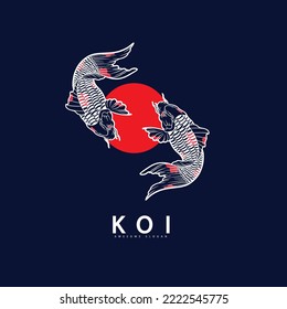 Logo de Fish koi e imagen vectorial del símbolo	
