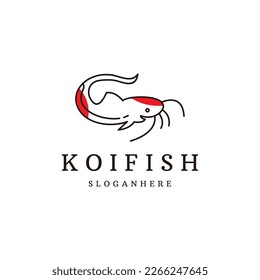 Fish koi logo and symbol vector line art icon .