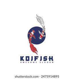 Fish koi logo and symbol vector image	