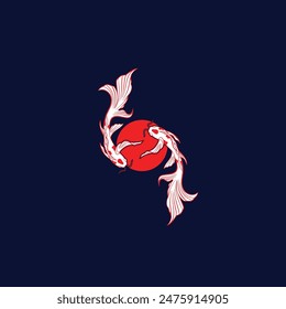 Fish koi logo and symbol vector image	