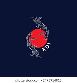 Fish koi logo and symbol vector image	