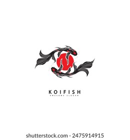 Fish koi logo and symbol vector image	
