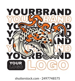 Fish koi logo and symbol vector image	