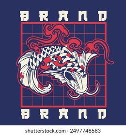 Fish koi logo and symbol vector image	