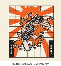 Fish koi logo and symbol vector image	
