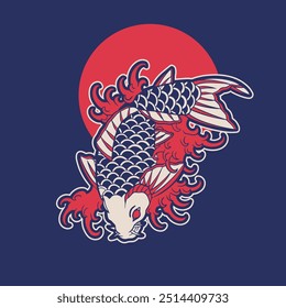 Fish koi logo and symbol vector image	
