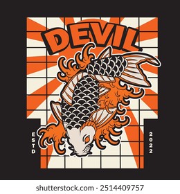Fish Koi Logo und Symbol Vektorbild	

