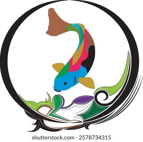 Fish koi logo and symbol vector image.fish koi art