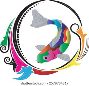 Fish koi logo and symbol vector image.fish koi art