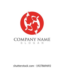 Plantilla del logotipo de Fish koi. Símbolo vector creativo