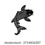Fish Koi Pattern Vector, Decorative Fish Koi Vector EPS, Simple Koi Fish Vector, Fish Pattern.