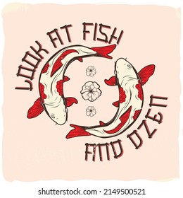Fish koi swimming in a circle