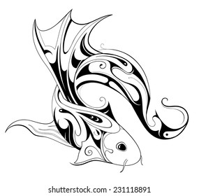 Fish Koi tattoo design isolated on white