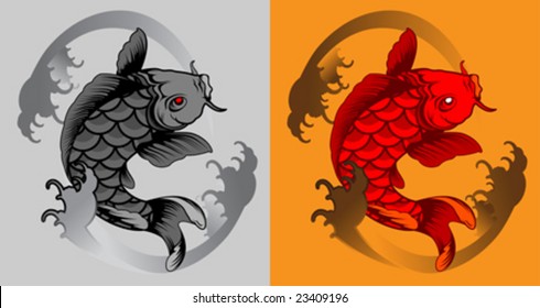 fish koi tattoo vector illustration