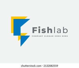 Fish Lab F Letter Logo is suitable for laboratory test, hatchery, fish market and e-commerce platform.
