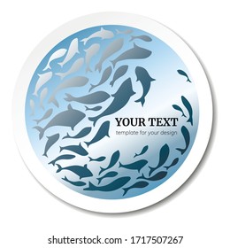 Fish label design template. Fish logo design  for fish merchant or seafood restaurant. Vector illustration.