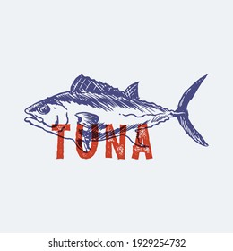 Fish label hand drawn mascot design