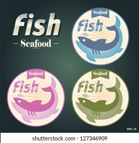 fish labels. vector emblem. graphic sign label.