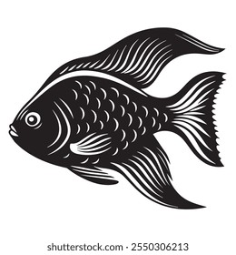 a fish with a large eye on its head and the word fish on the bottom.