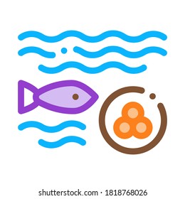 Fish Lays Caviar Icon Vector. Outline Fish Lays Caviar Sign. Isolated Contour Symbol Illustration