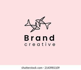 fish with leaf logo design template