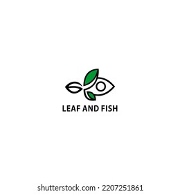 fish and leaf Logo Design Template