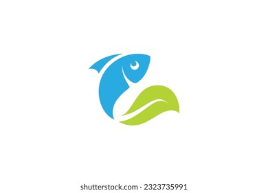 diseño de logotipo simple para peces y hojas