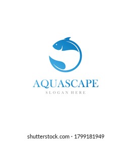 Fish and leaf vector for aquarium aquascape logo design