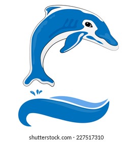 Fish leaping out of the water - vector illustration