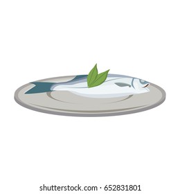 fish with leaves on a plate dinner health food