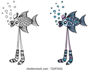 fish with legs is on the white background