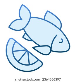 Icono plano de pescado y limón. Iconos de cocina azul en un estilo moderno y plano. Diseño de gradientes de marisco, diseñado para web y app. Eps 10