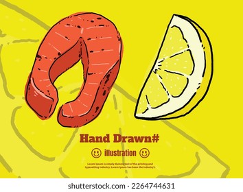 ilustración de la mano de pescado y limón