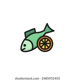 Fish with lemon line icon. Dorada, dish, eating. Cooking concept. Vector illustration can be used for topics like recipe, menu, restaurant