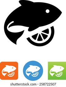 Fish with lemon wedge icon