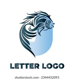 Fish Letter Logo With Water Color 