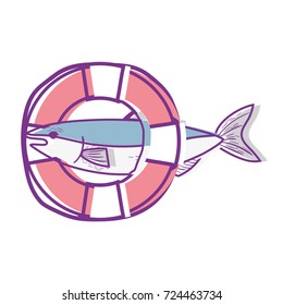 fish with life buoy object design