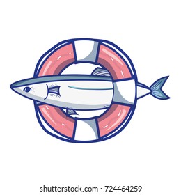 fish with life buoy object design