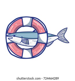 fish with life buoy object design