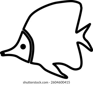 Fish Line Art Black Color Illustration