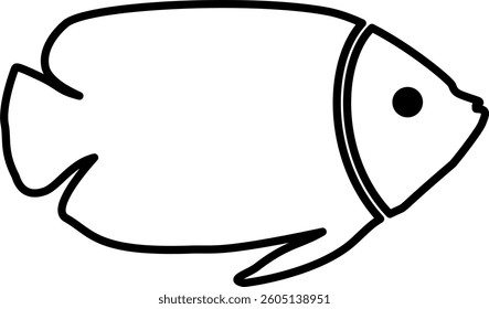 Fish Line Art Black Color Illustration