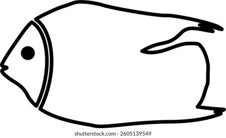 Fish Line Art Black Color Illustration
