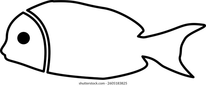 Fish Line Art Black Color Illustration