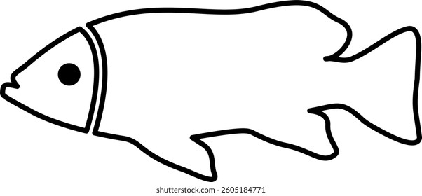 Fish Line Art Black Color Illustration