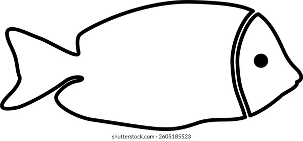 Fish Line Art Black Color Illustration